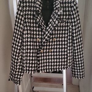 House of Harlow 1960 Black and White Checkered Blazer